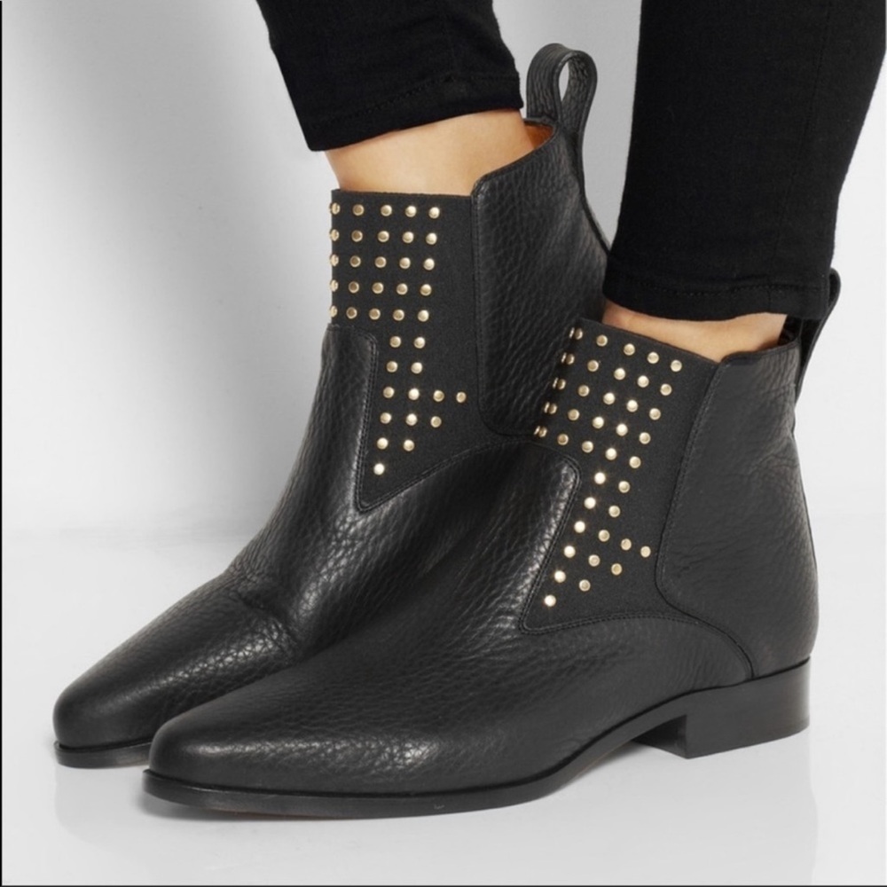 Chloe black gold studded Drew Chelsea boots booties 37.5